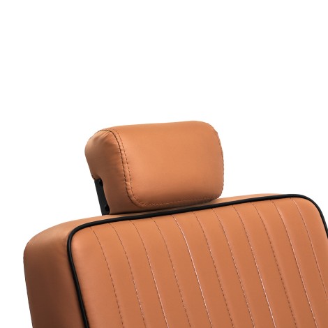 Fauteuil de barbier Gabbiano Visionerio en cuir synthétique marron clair — gros plan tête