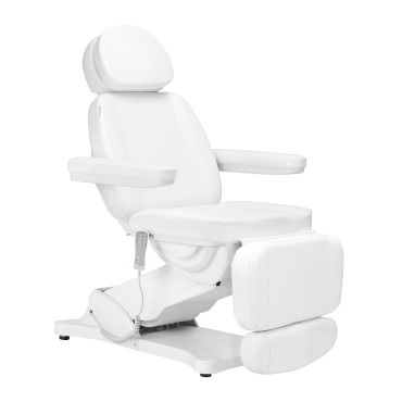 Elektrische cosmetische stoel SILLON CLASSIC 3 motoren met verwarming tweede editie wit — zijaanzicht