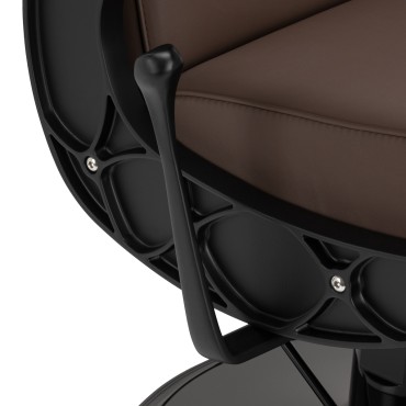 Poltrona da parrucchiere Gabbiano Continental marrone — primo piano della maniglia