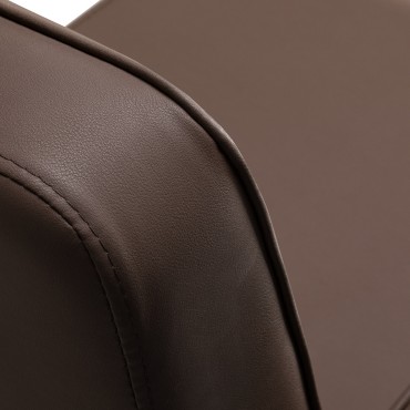 Gabbiano Continental brun frisörstol med hydraulisk hiss — närbild av ryggstöd