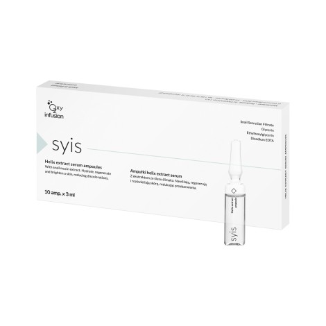Ampolas Syis com sérum de extrato de muco de caracol helix 10x3ml — embalagem