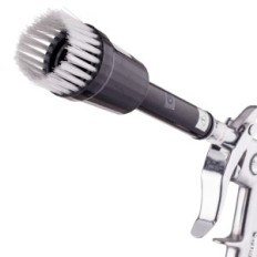 Washing gun. Cleaning upholstery. Dry nozzle under compressor