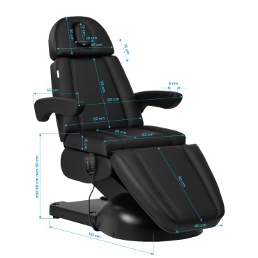Sillón estético eléctrico Azzurro Lux 3 motores negro