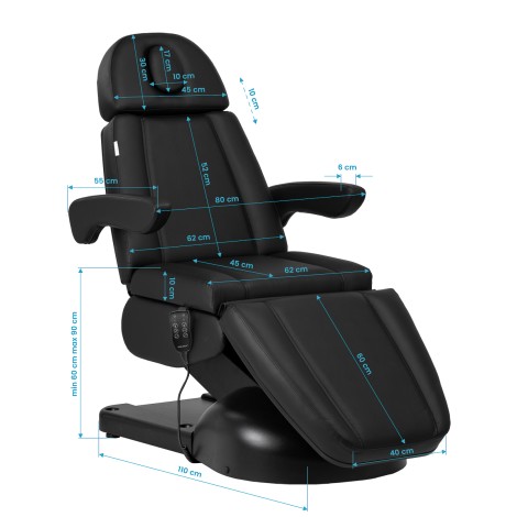 Azzurro Lux kozmetička stolica 3m crna
