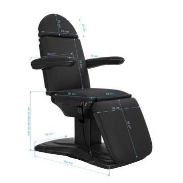 Sillon Eclipse elektrische cosmetische stoel 3 motoren zwart — zijaanzicht