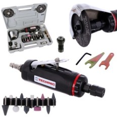 Pneumatic grinder. Simple cutter cutter. Suitcase. Stones