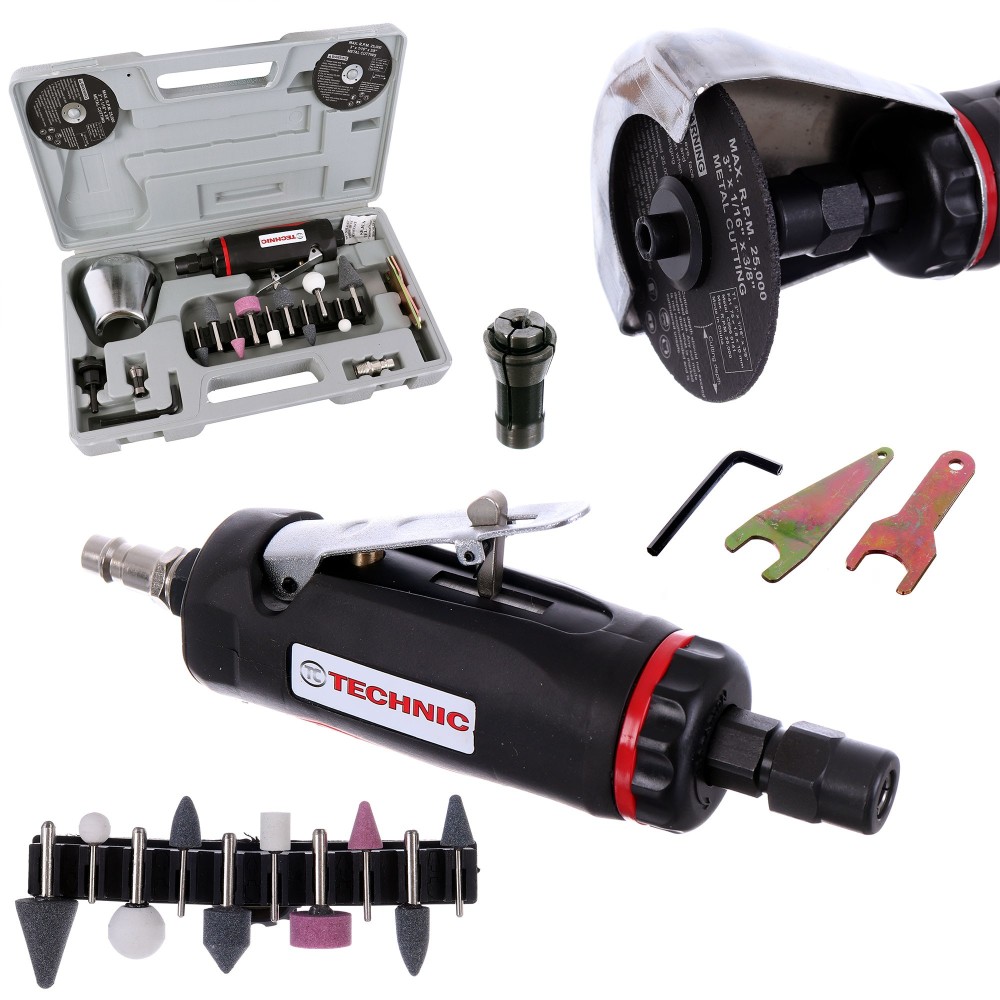 Pneumatic grinder. Simple cutter cutter. Suitcase. Stones