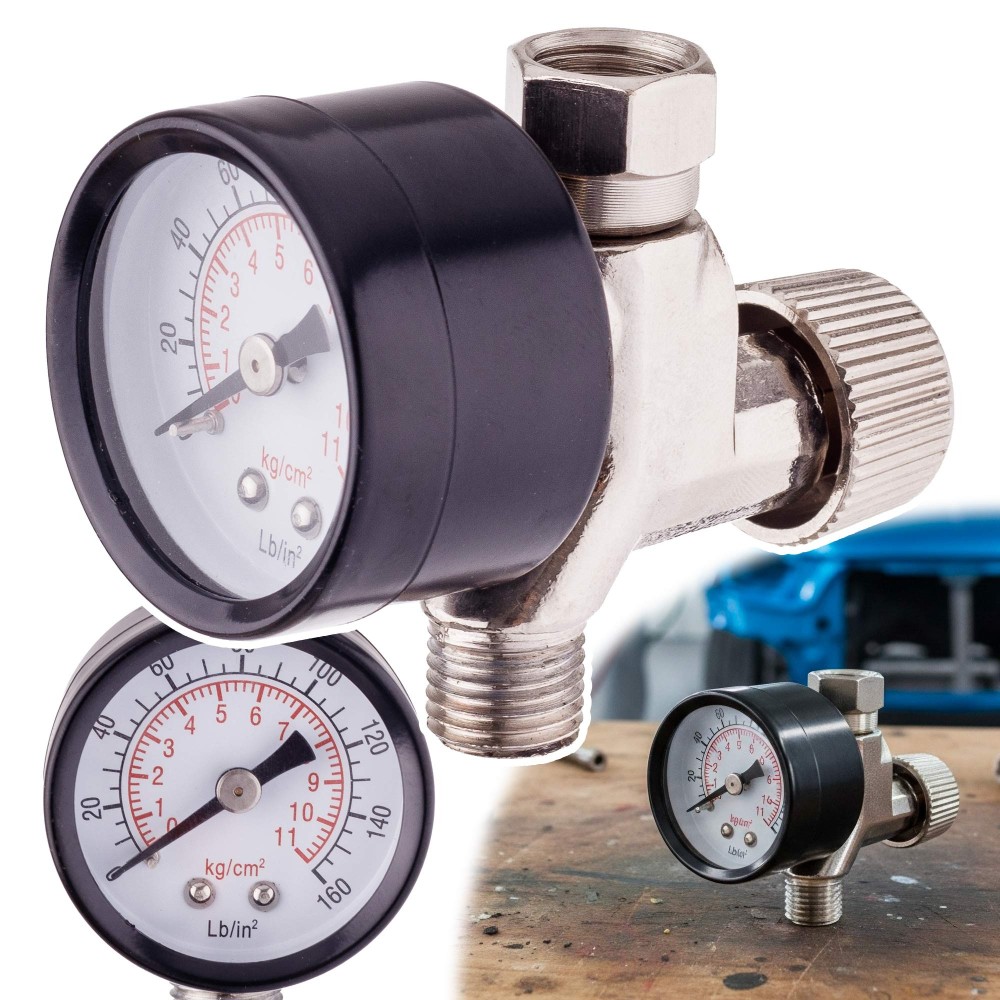 Glas lufttryk reducer maling pistol 1/4 manometer