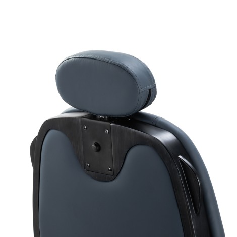 Barberská stolička Gabbiano Francesco v grafite s kartáčovaným čiernym rámom — pohľad zozadu
