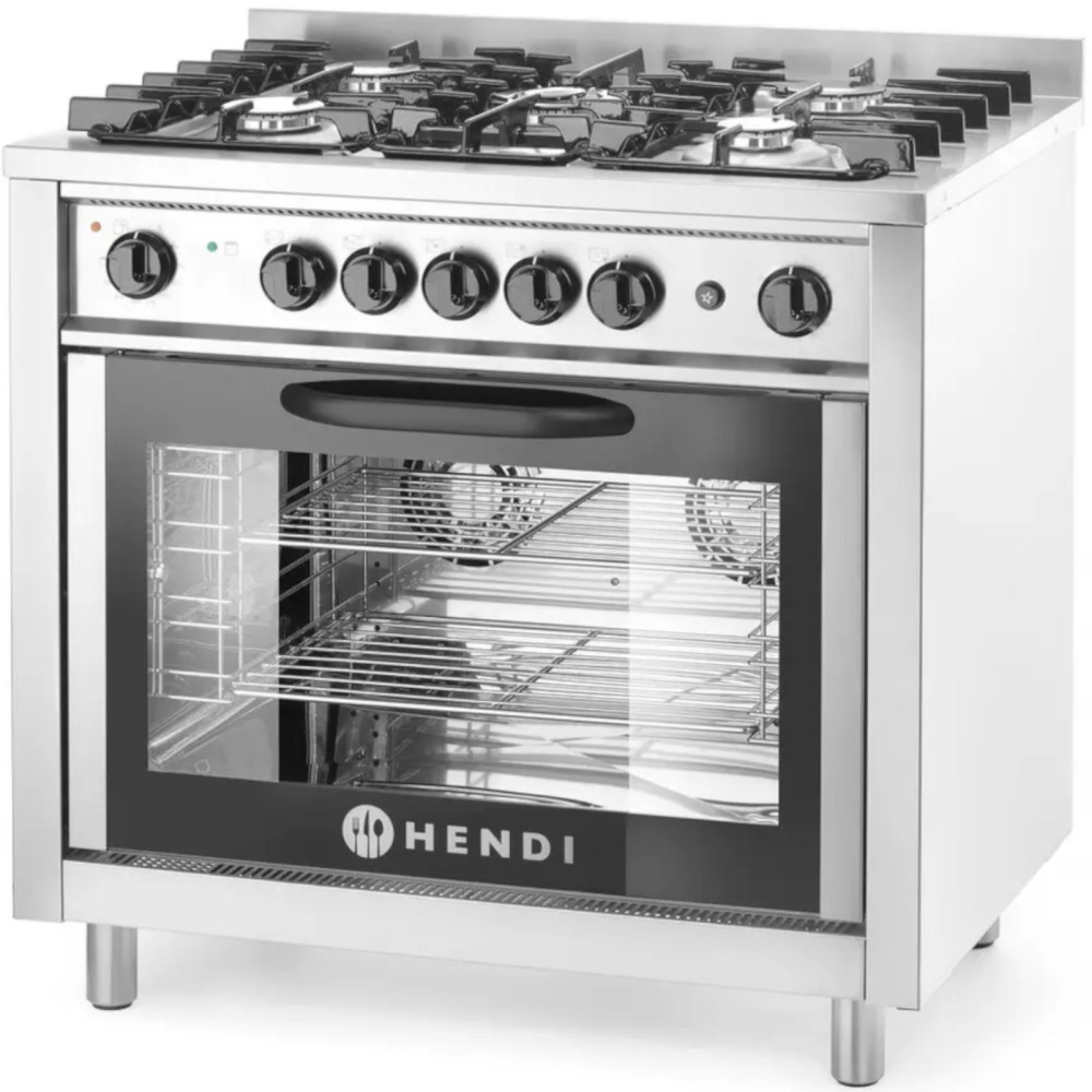 Κουζίνα αερίου 5 καυστήρες με φούρνο μεταφοράς - Hendi 225707