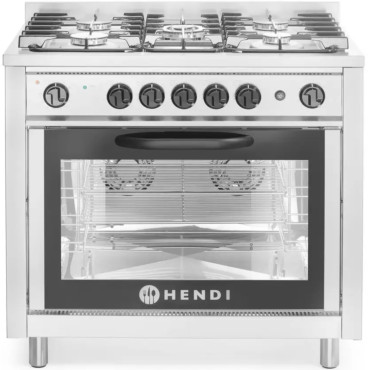 Cozinha a gás 5 queimadores com forno de convecção - Hendi 225707