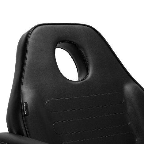 Sillon hidraulikus kozmetikai szék v2 210 fekete — közeli kép a háttámláról