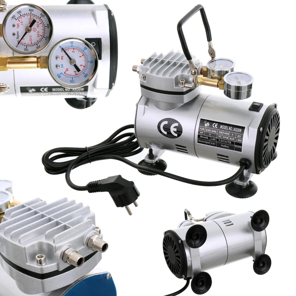 2in1 Aerograf Compressorin tyhjiöpumppu Vacuum -600mMHG AS20W