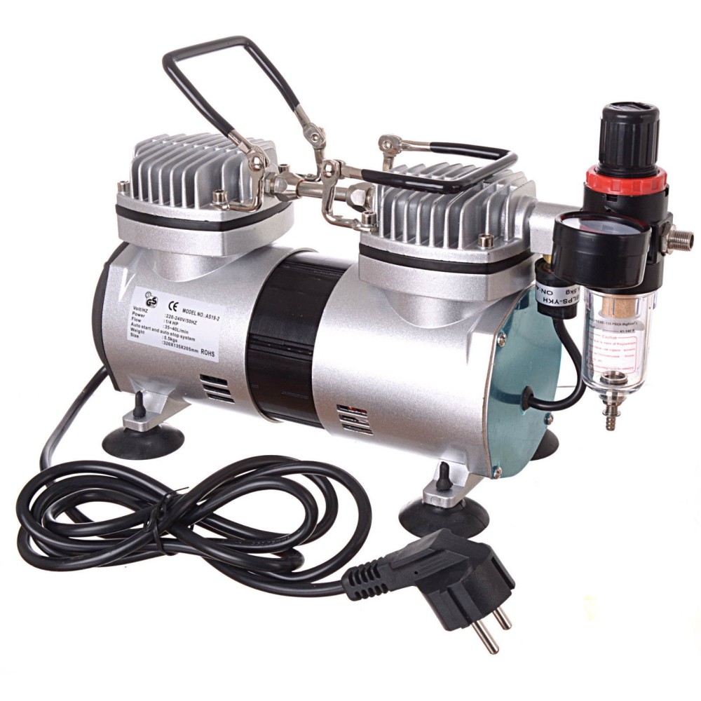 Efektivní 40L / min AS19-2 Kompresor pro Airbrush Dva písty Auto Stop 5.5bar