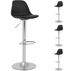 Tabouret de bar pivotant rembourré 4 pièces noir