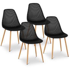 Scandinavian chair plastic openwork with steel legs up to 150 kg 4 pcs. Black