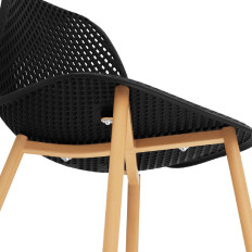 Scandinavianischer Stuhl Plastic Openwork mit Stahlbeinen bis zu 150 kg 4 Stück. Schwarz