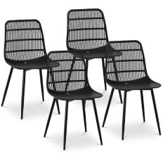 Modern plastic chair with openwork backrest up to 150 kg 4 pcs. Black