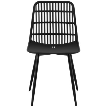 Silla de plástico moderna con respaldo abierto hasta 150 kg 4 PC. Negro