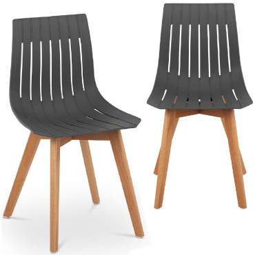 Plastic chair with wooden...