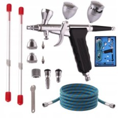 Flygfoto Fengda 3 munstycken 0,3 + 0,5 + 0,8 mm med 3 tankar - airbrush set