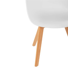 Silla de cubo de plástico escandinavo con patas de madera de hasta 150 kg 2 PC. Blanco