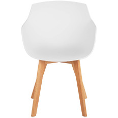 Silla de cubo de plástico escandinavo con patas de madera de hasta 150 kg 2 PC. Blanco
