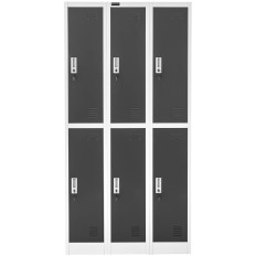 Armoire à casiers en métal pour vestiaire avec 6 casiers à clé.