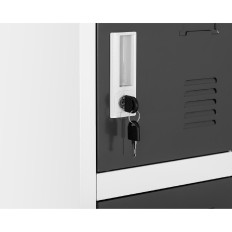 Armoire à casiers en métal pour vestiaire avec 18 compartiments à clé.