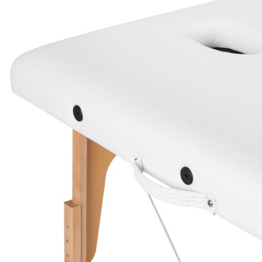 BALANCE træ foldbar massagebriks 2-segment hvid — nærbillede af overflade