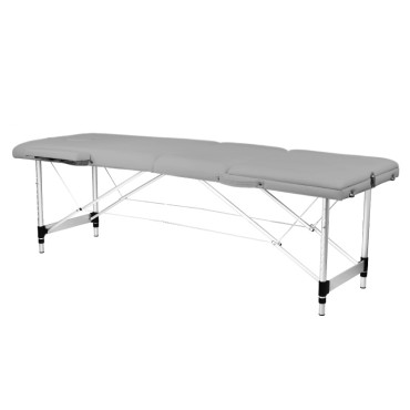 Table de massage pliante BALANCE en aluminium 3 segments gris — vue latérale