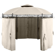 Tuin Paviljoen Górana-tent gevouwen rond met muren. 3,5 m crème