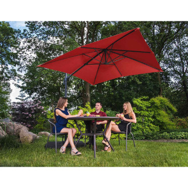 Parasol de jardin latéral sur bras articulé carré 250 x 250 cm rouge