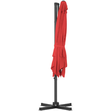 Parasol de jardin latéral sur bras articulé carré 250 x 250 cm rouge