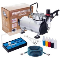 Aerografische compressor voor aerografie + Aerografie van de verfbuizen. Kit