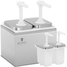 Dispenser Dubbele Dispenser voor sauzen met een roestvrijstalen pomp 2 x 2 l