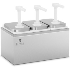 Dispensador Triplo Dispensador para molhos com uma bomba de aço inoxidável 3 x 2 l