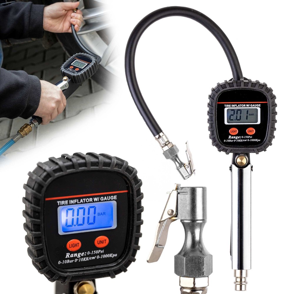 Pistol sty208 (86003) for pumping wheels with a digital pressure gauge
