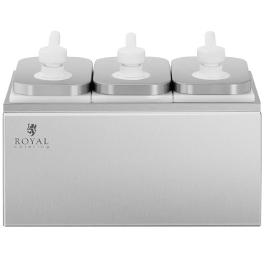 Dispenser Triple Dispenser voor sauzen met een roestvrijstalen pomp 3 x 2 l