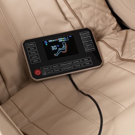 Silla de masaje Sakura Prime 108 blanca y beige — detalle de los controles