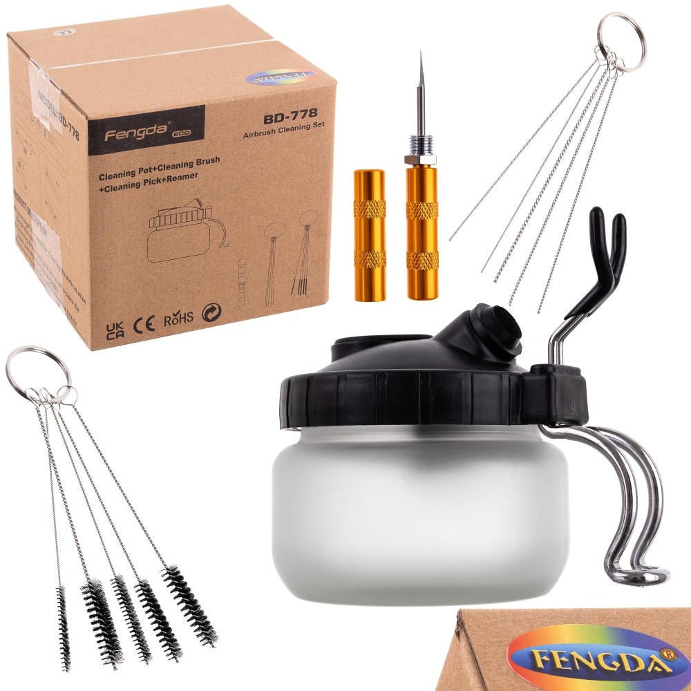 Aerograph cleaning tank brushes wire needle