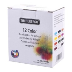 Mix-II peintures 12x 30 ml 12 couleurs pour aérographies acryliques Timbertech