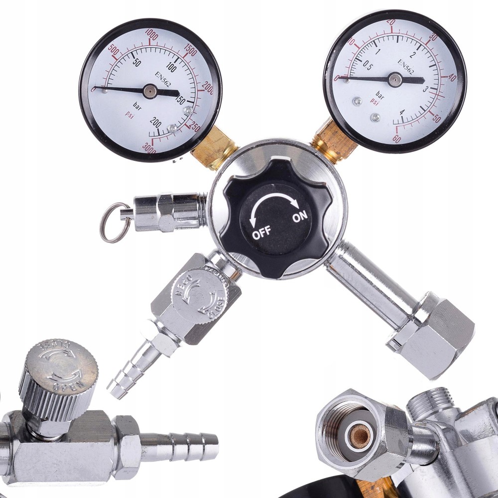 CO2-Reduzierer für Wasser-Wein-Bier-Apfelwein-Cider-Sicherung 2 Manometer