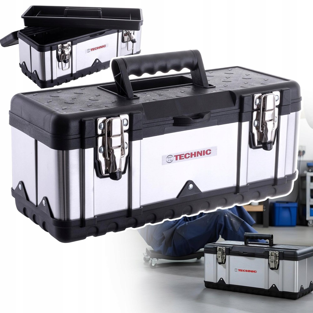 INOX METAL TOOLBOX 39CM įrankiams nerūdijantis plienas