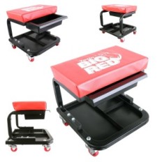 Seat Workshop Chair Drawbar Wheels Big Red