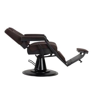 Gabbiano Bruno fodrászfotel barna szintetikus bőrrel, fekete vázzal — oldalnézet