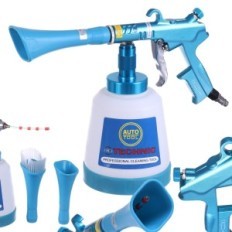 Washing gun for washing cleaning upholstery two nozzles brush