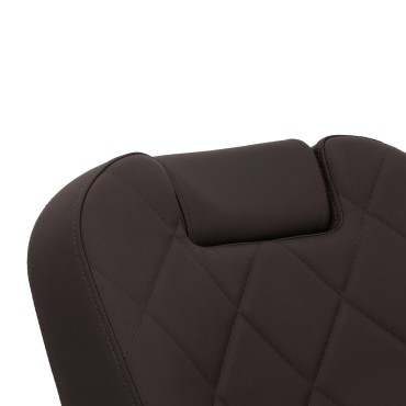 Fauteuil de barbier Gabbiano Bruno avec cadre noir en simili cuir marron — gros plan dossier