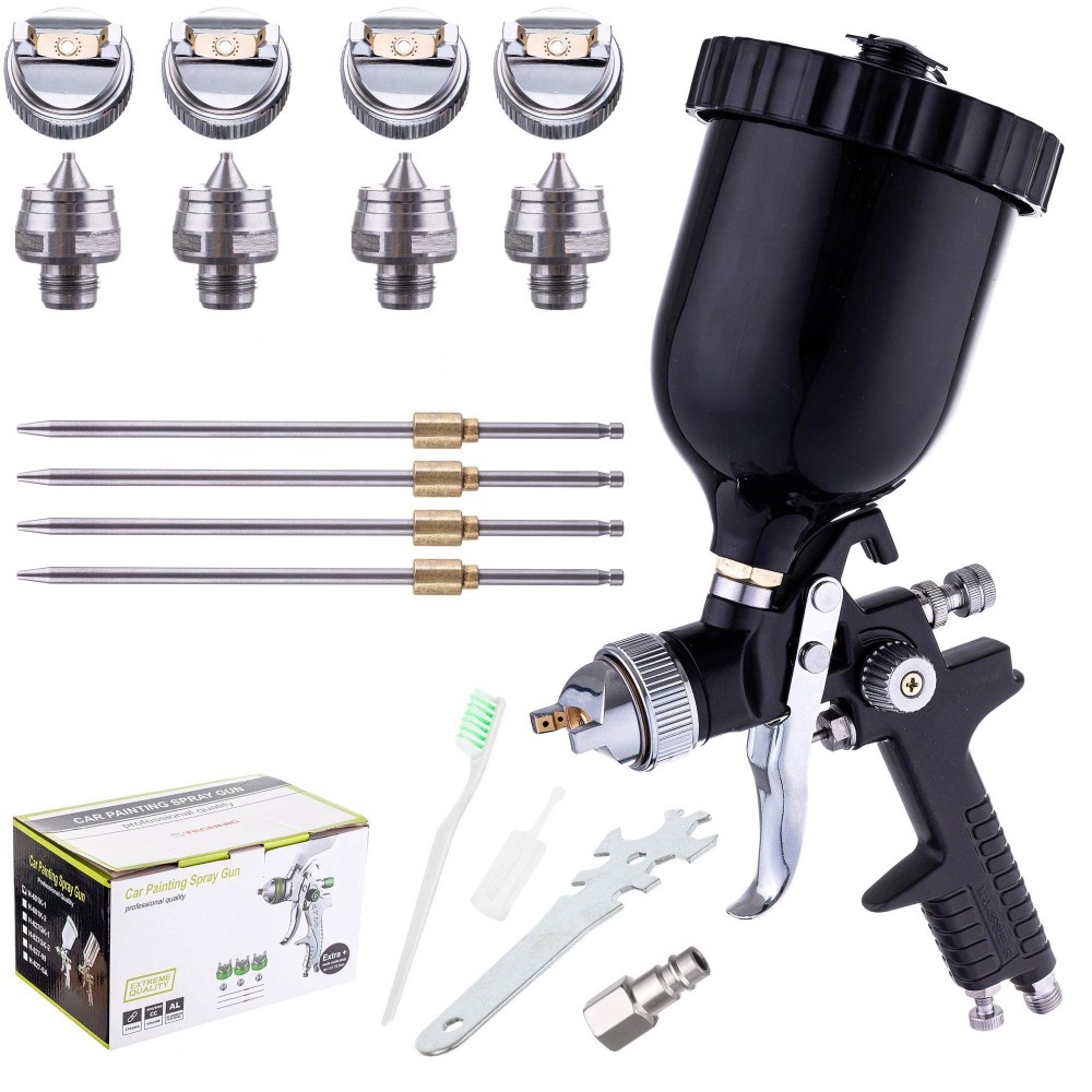4x pistolet pistolet HVLP 1.4 1,7 2,0 2,5 mm pour la peinture noire