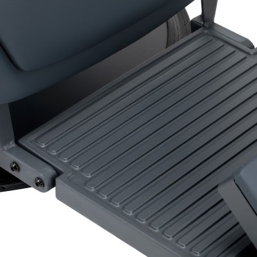Fauteuil de barbier Gabbiano Bruno bleu acier avec base grise — gros plan base